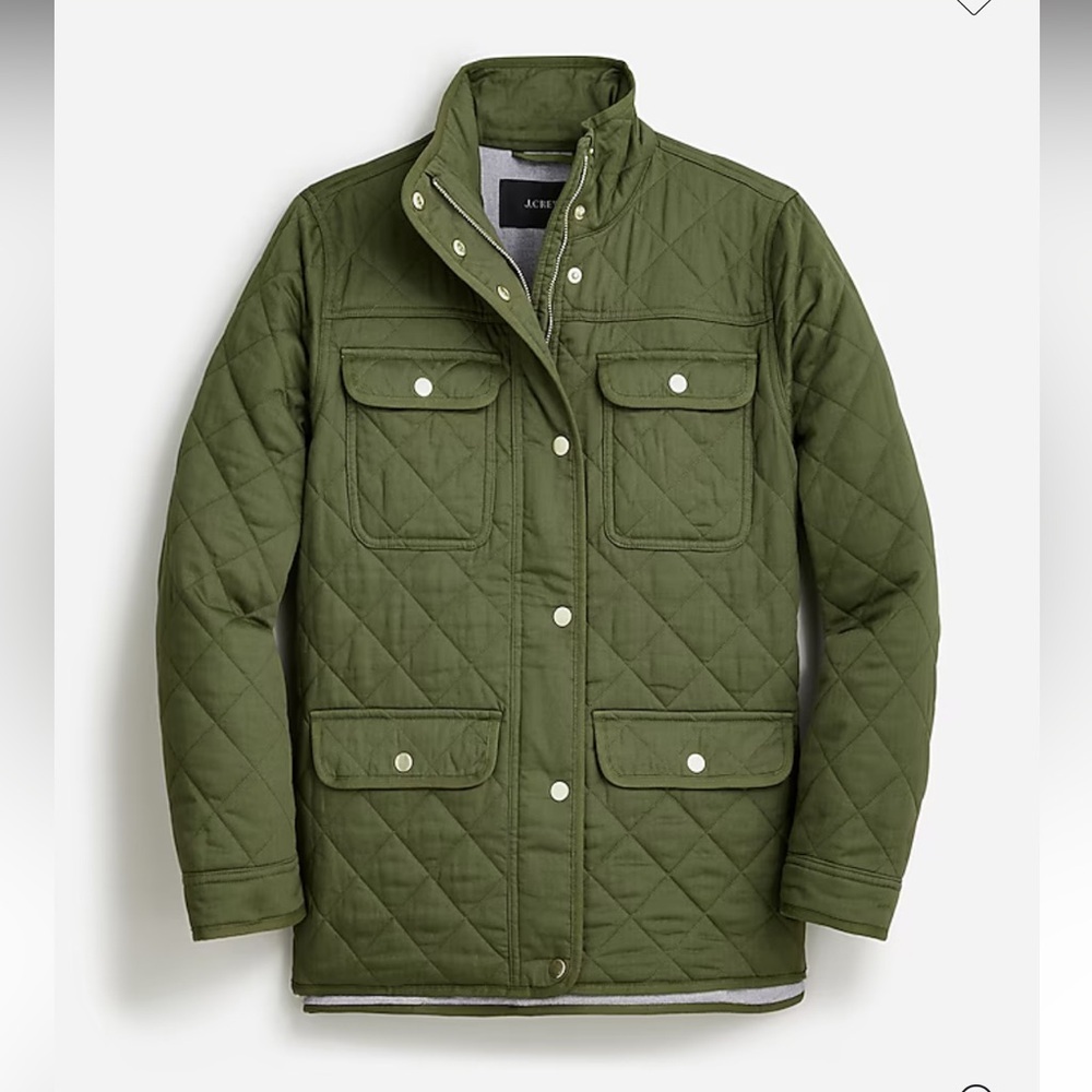 J.Crew Quilted Downtown Field Jacket in Deep Moss